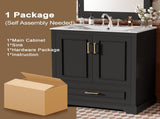 30" Bathroom Vanity with Sink, MDF and Solid Wood Frame, 1 Divider Drawer and 2 Soft-close Doors N729P321376B