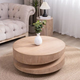 Modern Round Wood Coffee Table 31.3" Natural Finish Accent Table for Living Room W2729P270755