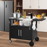 ZUN Outdoor Grill Cart with Storage, Rolling Bar Cart Movable Kitchen Island for BBQ, Patio Dining Cart 64945841