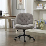 Cross Legged Chair with Flip-up Armrests, Cross Legged Office with Wheels, Comfy Swivel 90992732