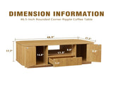 46.5"modern luxury oval coffee table with drawers and storage compartments, curved contour design, W1162P339120