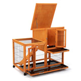 Detachable Rabbit Hutch with Removable Tray and Rolling Casters, Orange W2181P190616