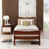 Twin Size Wood Platform Bed with Headboard and Wooden Slat Support WF191768AAD