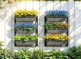 3Tier Deck Railing Planter, SelfWatering Hanging Garden Box with Drainage Tray, Metal Frame 30456601