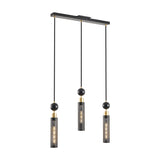 ZUN Modern Black and Gold 3-Light Pendant Chandelier, Adjustable Hanging Lights with Cylindrical Mesh W1340P233174