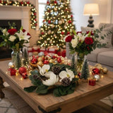 22" Christmas Wreath Creamy White Magnolia Elegant Holiday Door Decor, Indoor Outdoor Pinecone 52359282