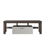 ZUN 20 minutes quick assembly brown simple modern TV stand with the toughened glass shelf cabinet 48653243