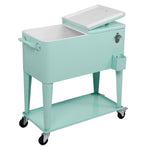 ZUN 91*84.5*38.5cm Rectangular Plastic Box Frozen Insulation Cart Mint Green 78836662