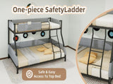 Sturdy Twin Over Full Metal Bunk Bed with Detachable Linen Storage Bags - Space-Saving Design for W1935P534743