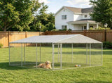 Silver 13' x 13' x 6.5' Outdoor Pet Kennel Waterproof Roof for Small & Medium Dogs 37420580