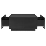 33.25" Square Coffee Table with 4 Drawers, Black N735P277298B