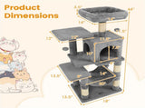 44" Multi-Level Cat Tree with Spacious Top Perch, 2-Door Condo & Hammock for Indoor Cats -Light Gray 72256663