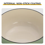 Cast iron 6QT cooking pot - Gradient red - Includes two silicone gloves - Enamel pot 76397171