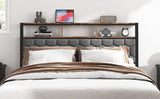 Queen Bed Frame Headboard, wooden platform bed frame, bedside with soft packaging and 2 USBs, no W636P317033