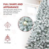 Artificial 7ft Flocked Christmas Tree with 1124 PE/PVC Mixed Branch Tips, Pine cone*45pcs, memory 11930555