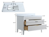 Fully Assembled 36'' White Freestanding Single Sink Bathroom Vanity with 2 Handle Sets and W1826P439634