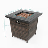 ZUN 28inch Wicker Square Fire Pit Table W853102854