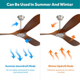 60 Inch Indoor Modern Ceiling Fan With 6 Speed Remote Control 3 Solid Wood Blade For Living Room W934102578