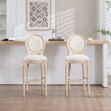 French Country Dining Chairs Set of 2, Upholstered Chairs with Round Back, Wire drawing and carving W3426P324576
