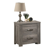 Floren Contemporary Wood Two-Drawer Nightstand, Weathered Gray T2574P225147