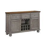 ZUN Traditional Style Gray Finish 1pc Server of Drawers Storage Cabinet w Adjustable Shelf 8-Bottle Wine B011115373