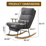 ZUN Modern Teddy Gliding Rocking Chair with High Back, Retractable Footrest, and Adjustable Back Angle W2012137613