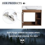 24'' Wall-Mounted Bathroom Vanity with White Ceramic Sink & Soft-Close Door, KD-Packing W999P263406