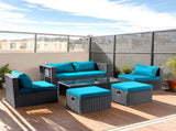 2pcs armless sofa 2pcs footstool 1pcs double sofa 1pcs coffee table with storage black rattan 86733978