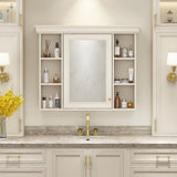 35'' x 28'' Blue Wall Mounted Bathroom Storage with Mirror Door, Modern Bathroom Wall WF323692AAY