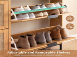 Boho Style Shoe Cabinet Cabinet with 4 Flip Drawers & Open Shelves, Freestanding Shoe Organizer for 84343778