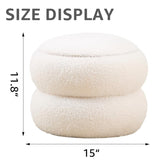 (SKU08675722Storage Ottoman, Round Teddy Velvet Footrest with Tray, Macaron-Shaped Stool, Modern 62629266