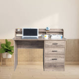 ZUN Gray embossed particleboard with triamine laminated desktop storage layer 110*50*95cm three drawers 63916643