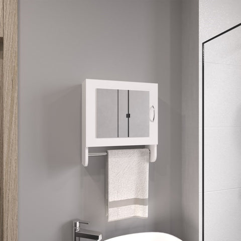 ZUN BOTIQ 19.7" H x 17.7" W Mirror Medicine Cabinet with Towel Rack White, One door with Two interior B200P240244