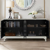 Stronger Vintage Style Buffet Cabinet, Lacquered Accent Storage 4 Door Wooden Cabinets,Thickened W1445P195977
