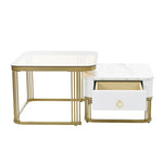 ZUN ON-TREND Nesting Coffee Table with Drawer, Set of 2, Exquisite Square Stacking Coffee Tables with WF324358AAK