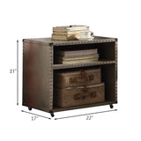 Aluminum 2-Shelf Nightstand with Nailhead Trim and Casters B062P209002