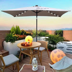 ZUN 10 x 6.5t Rectangular Patio Solar LED Lighted Outdoor Umbrellas with Crank and Push Button Tilt for W65690316