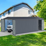 ZUN Outdoor Storage Shed 20x10 FT, Metal Garden Shed Backyard Utility Tool House Building with 2 Doors W1895P201990