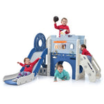 ZUN 9-1 Toddler Slide Set,Kids Slide for Toddlers Ages 1+, Basketball Hoop, Tunnel and Storage Space, N710P173047C