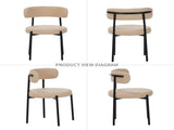 Medieval modern dining chair set, 4 pieces, round seat cushions, black metal legs, curved back 45820409