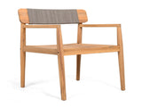 CREATIVE BRAIDED ACACIA WOOD OUTDOOR DINING CHAIRS WITH ARMRESTS, SUITABLE FOR OUTDOOR DINING AND N770P269704G