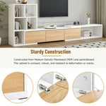 ZUN 74.8''-126'' Extendable TV Stand with 3 Tier Bookshelves for TVs up to 110'', Adjustable 00863000