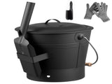 Ash Bucket Set with Lid, Shovel, Broom, and Gloves, Metal Charcoal Container for Fireplace and Fire 76928282