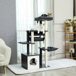 ZUN Modern Cat Tree 6 Levels Wooden Cat Tower with Sisal Scratching Posts, Roomy Condo, Spacious Perch, 83723792