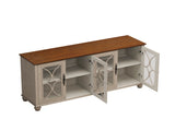 Elegant European Antique Style 4-Door Cabinet with Tempered Glass Doors,for Dining Room,Living W757P232701