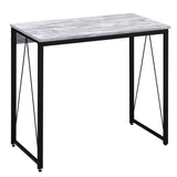 ZUN Antique White and Black 35.5" Writing Desk with Metal Sled Base B062P184522