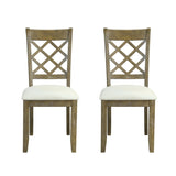 Set of 2 Side Chairs with Padded Seat Cushion, Beige and Rustic Oak B016P329810