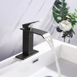 Waterfall Spout Bathroom Faucet,Single Handle Bathroom Vanity Sink Faucet TH1008MB
