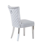 Eva 2 Piece Stainless Steel Legs Chair Finish with Velvet Fabric in Silver 733569295678
