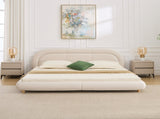 King Size,Modern Curved Upholstered Low Profile Platform Bed with Rounded Headboard W5632P452160